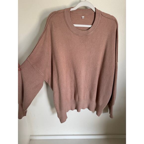 Heavy Knit Sweater Taupe Size Large Bubble Sleeve Women's Fall - Picture 2 of 8